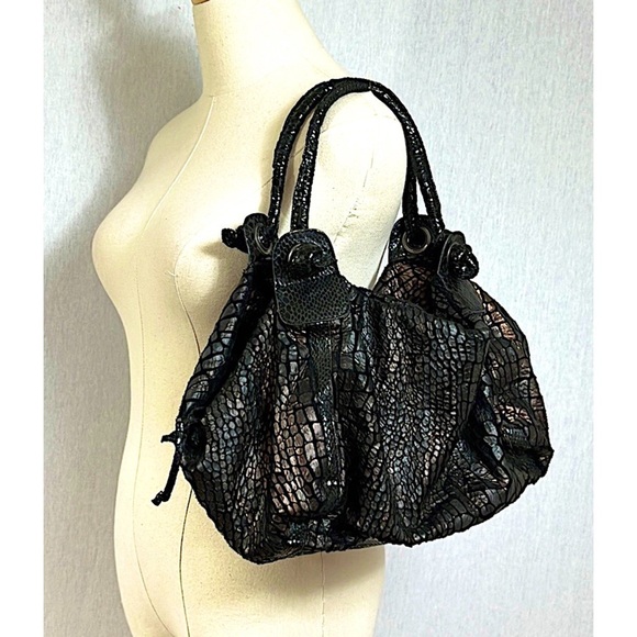 Treska brown iridescent faux reptile shoulder bag - Picture 2 of 6